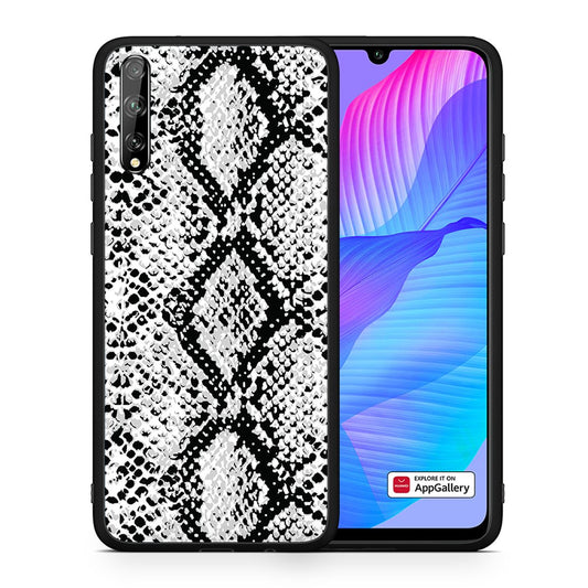 Θήκη Huawei P Smart S White Snake Animal από τη Smartfits με σχέδιο στο πίσω μέρος και μαύρο περίβλημα | Huawei P Smart S White Snake Animal case with colorful back and black bezels
