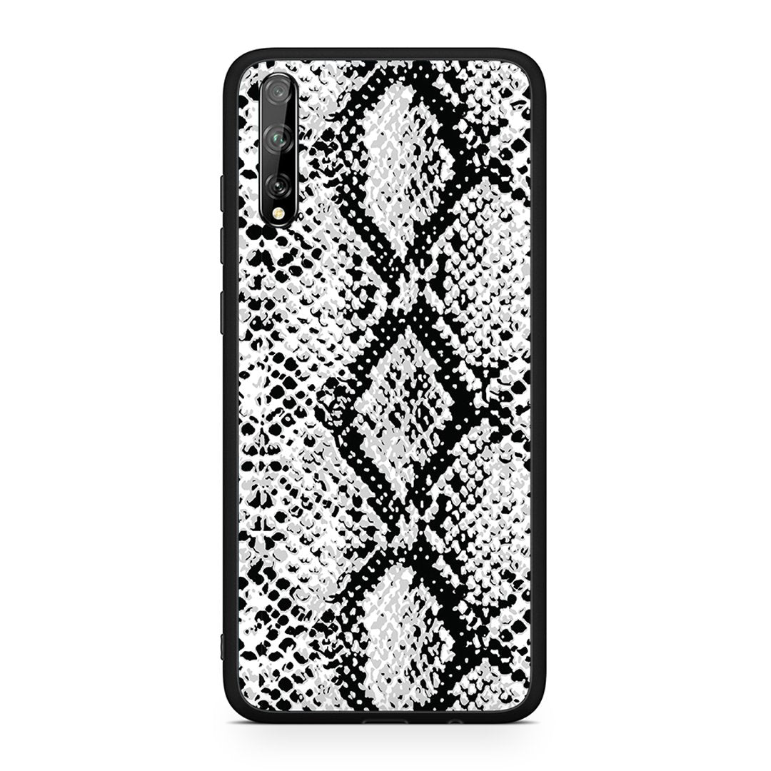 Huawei P Smart S White Snake Animal θήκη από τη Smartfits με σχέδιο στο πίσω μέρος και μαύρο περίβλημα | Smartphone case with colorful back and black bezels by Smartfits
