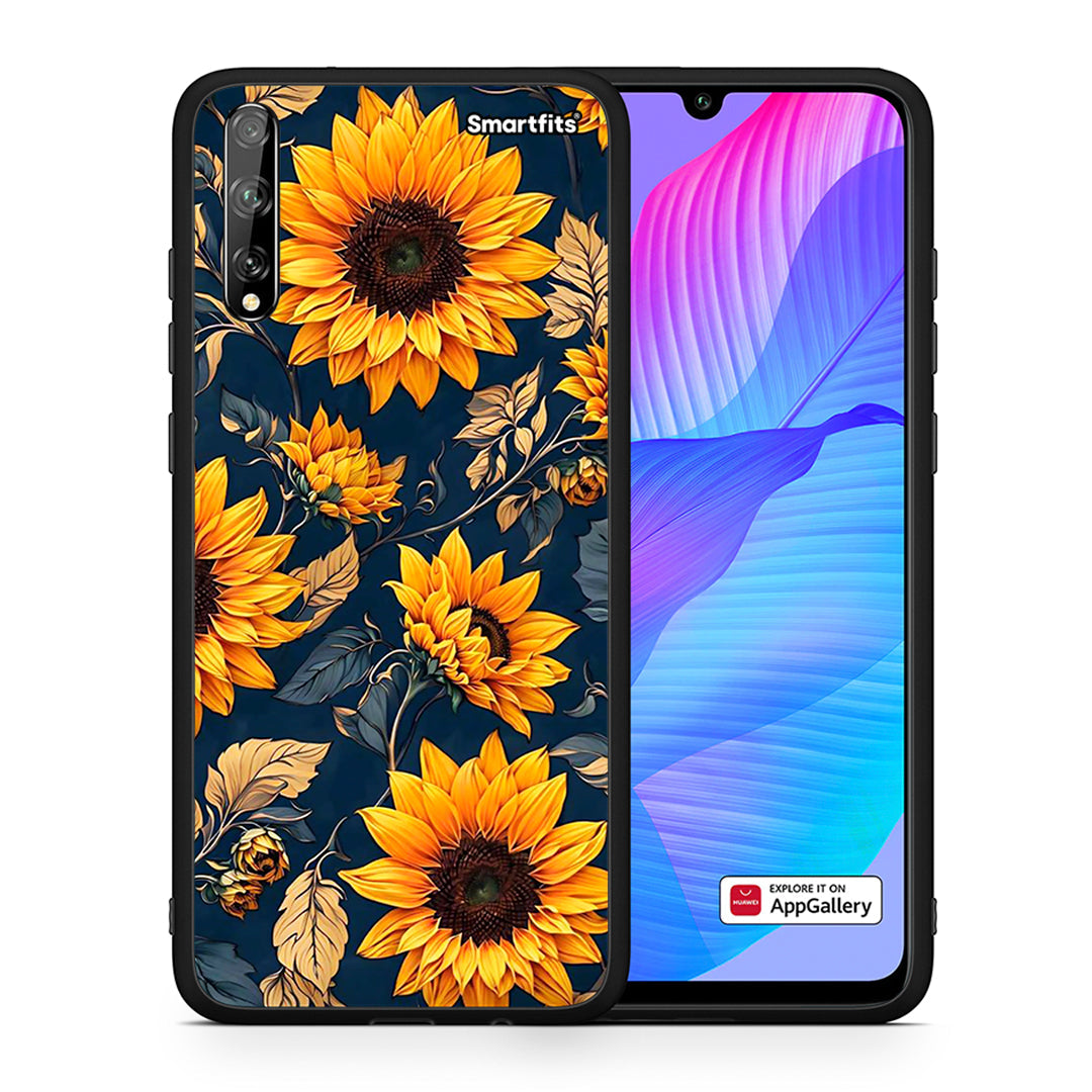 Θήκη Huawei P Smart S Autumn Sunflowers από τη Smartfits με σχέδιο στο πίσω μέρος και μαύρο περίβλημα | Huawei P Smart S Autumn Sunflowers case with colorful back and black bezels