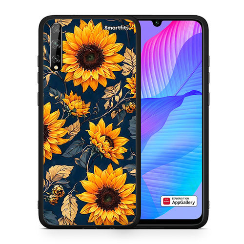 Θήκη Huawei P Smart S Autumn Sunflowers από τη Smartfits με σχέδιο στο πίσω μέρος και μαύρο περίβλημα | Huawei P Smart S Autumn Sunflowers case with colorful back and black bezels