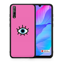 Thumbnail for Θήκη Huawei P Smart S Blue Eye Pink από τη Smartfits με σχέδιο στο πίσω μέρος και μαύρο περίβλημα | Huawei P Smart S Blue Eye Pink case with colorful back and black bezels