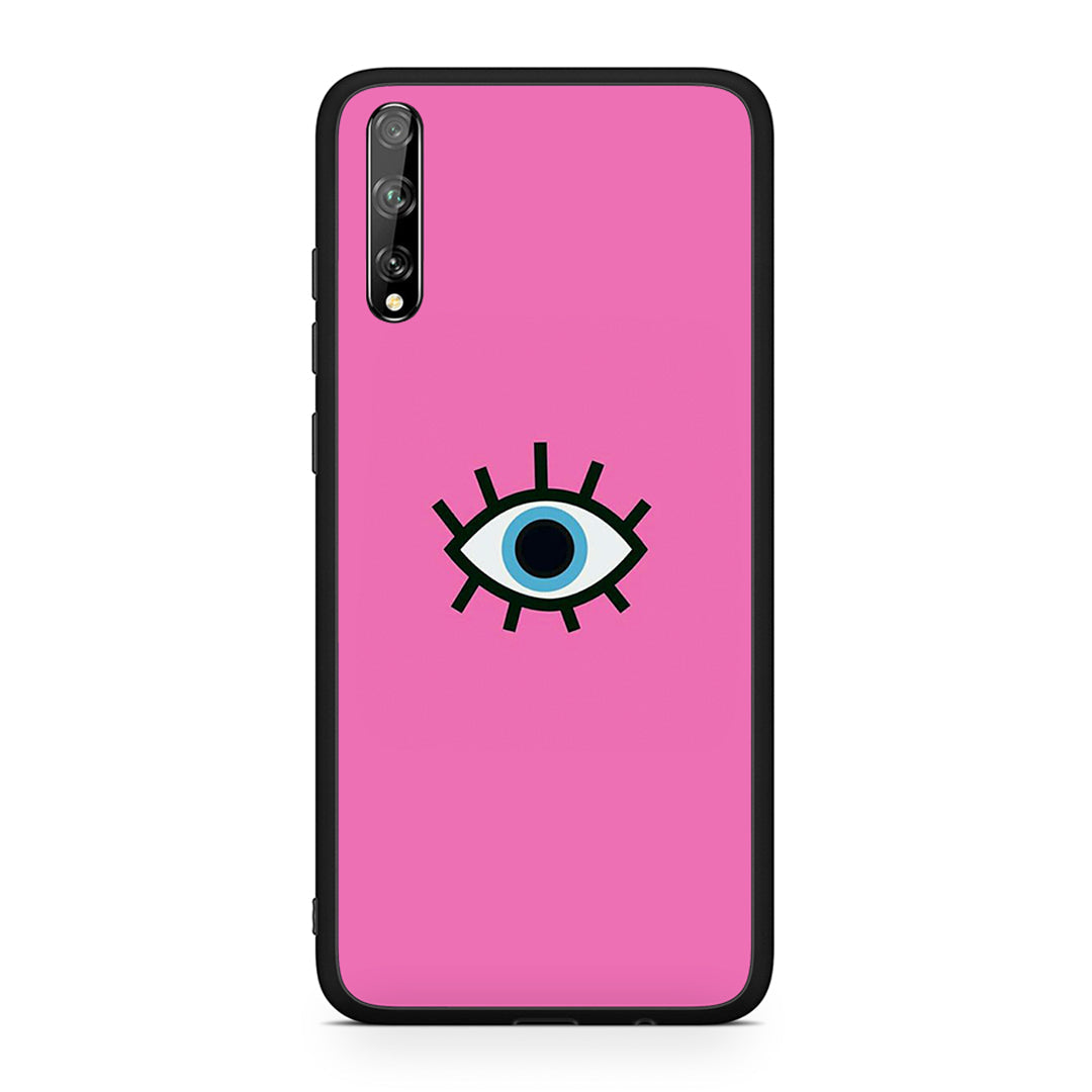 Huawei P Smart S Blue Eye Pink θήκη από τη Smartfits με σχέδιο στο πίσω μέρος και μαύρο περίβλημα | Smartphone case with colorful back and black bezels by Smartfits
