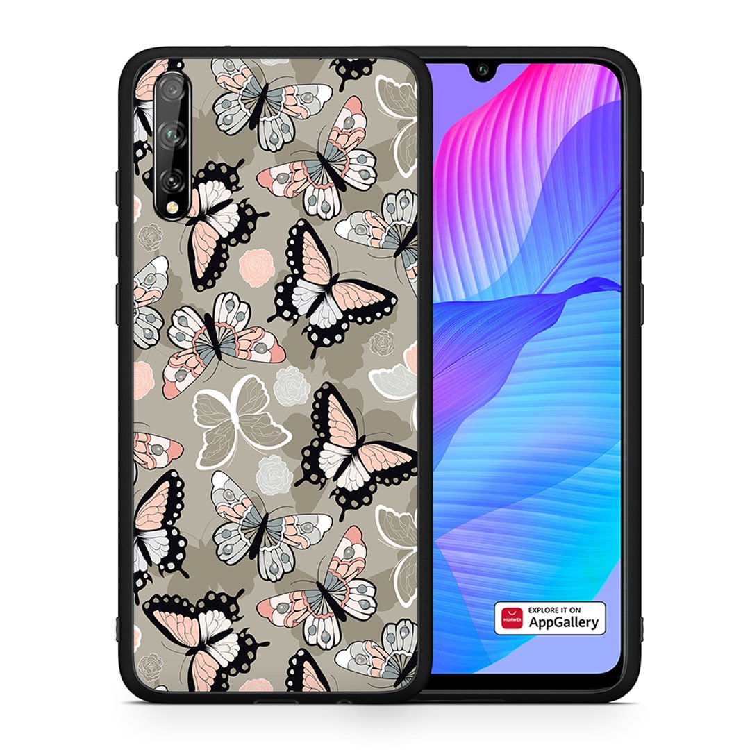 Θήκη Huawei P Smart S Butterflies Boho από τη Smartfits με σχέδιο στο πίσω μέρος και μαύρο περίβλημα | Huawei P Smart S Butterflies Boho case with colorful back and black bezels