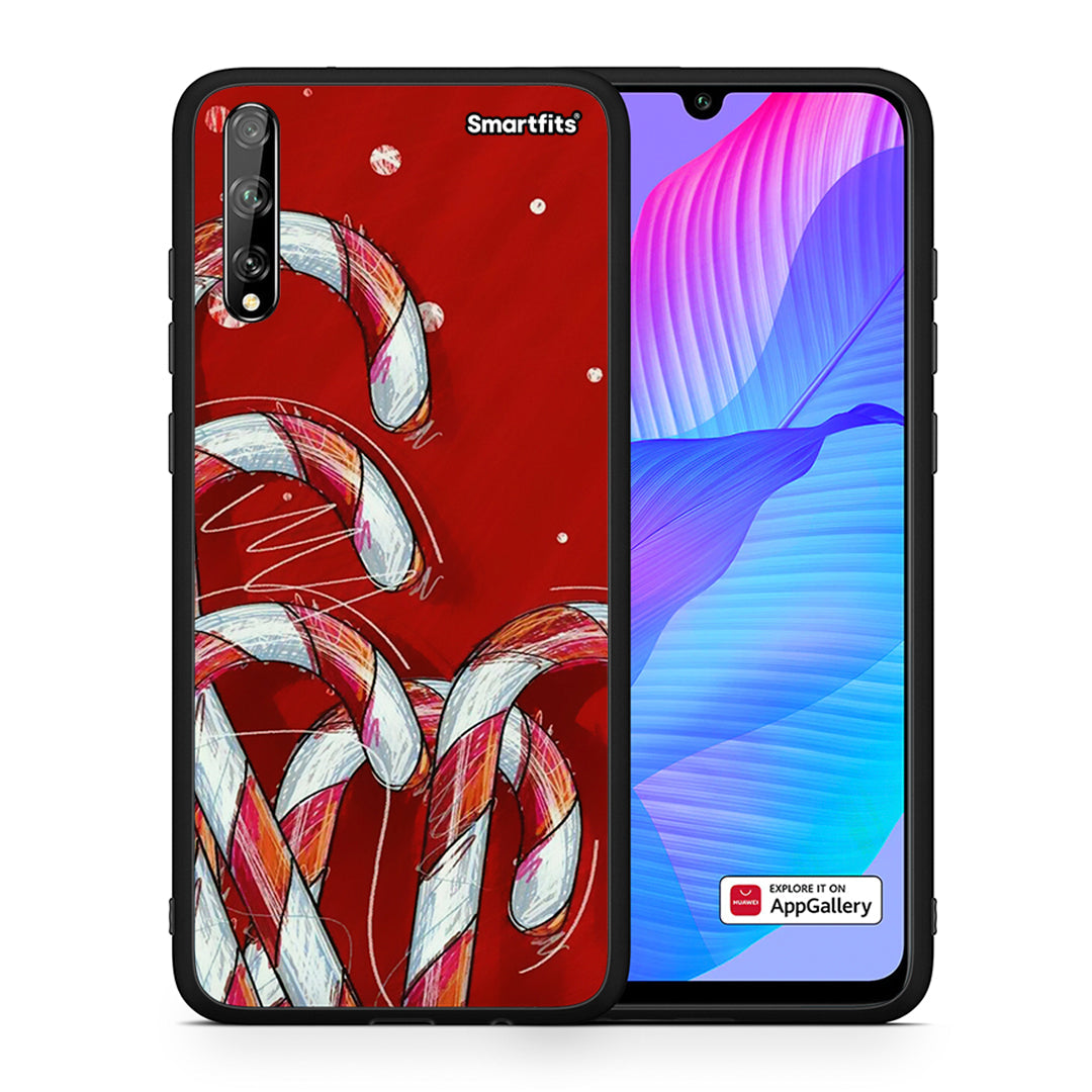 Θήκη Huawei P Smart S Candy Cane από τη Smartfits με σχέδιο στο πίσω μέρος και μαύρο περίβλημα | Huawei P Smart S Candy Cane case with colorful back and black bezels