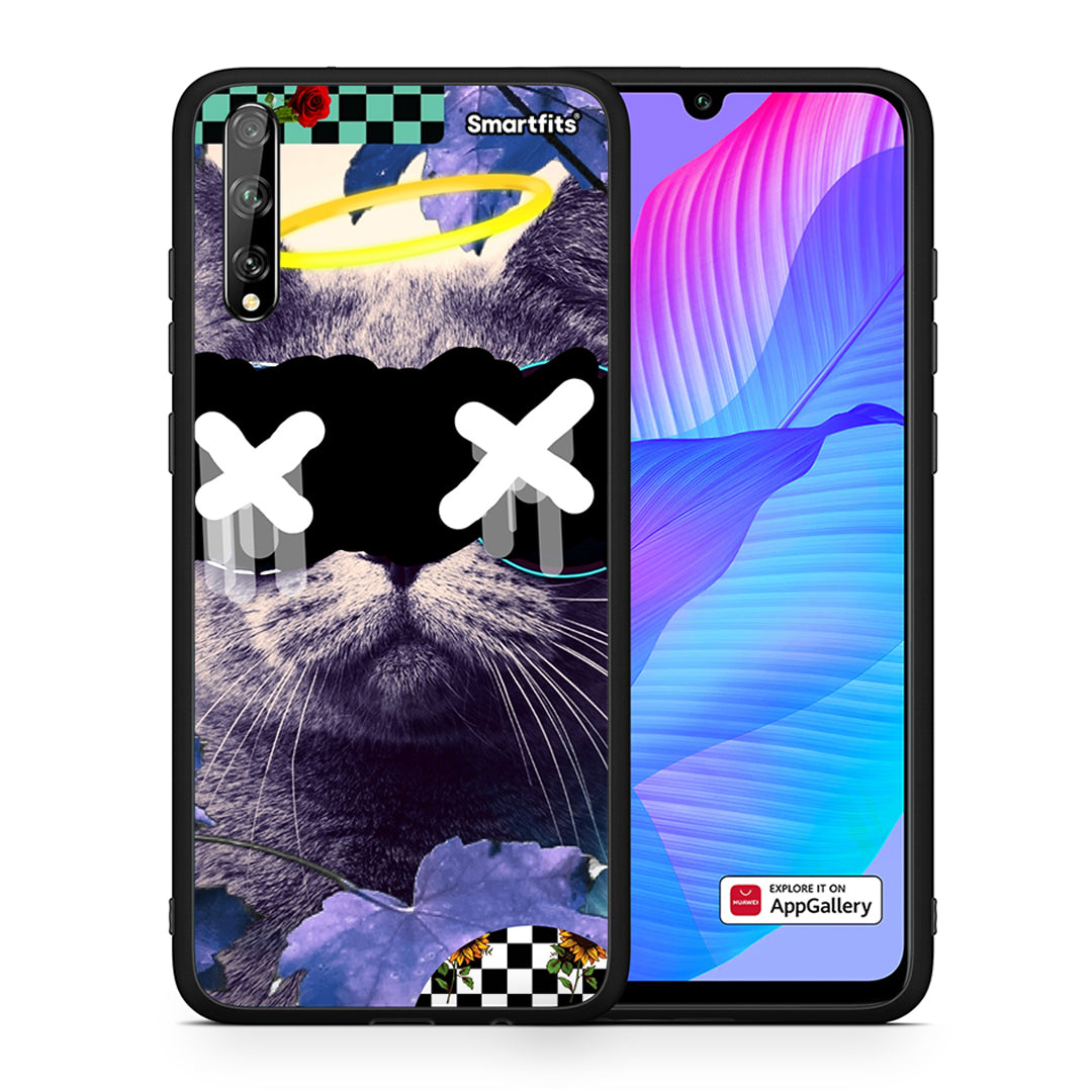 Θήκη Huawei P Smart S Cat Collage από τη Smartfits με σχέδιο στο πίσω μέρος και μαύρο περίβλημα | Huawei P Smart S Cat Collage case with colorful back and black bezels