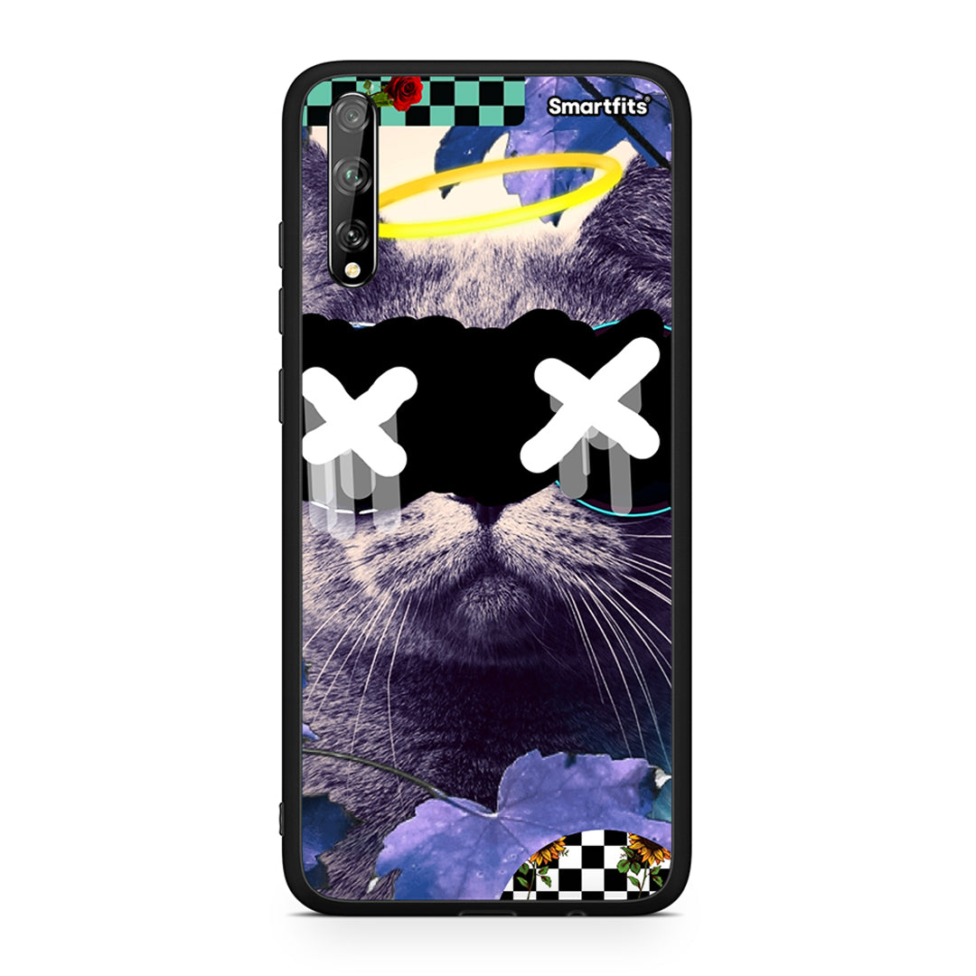Huawei P Smart S Cat Collage θήκη από τη Smartfits με σχέδιο στο πίσω μέρος και μαύρο περίβλημα | Smartphone case with colorful back and black bezels by Smartfits