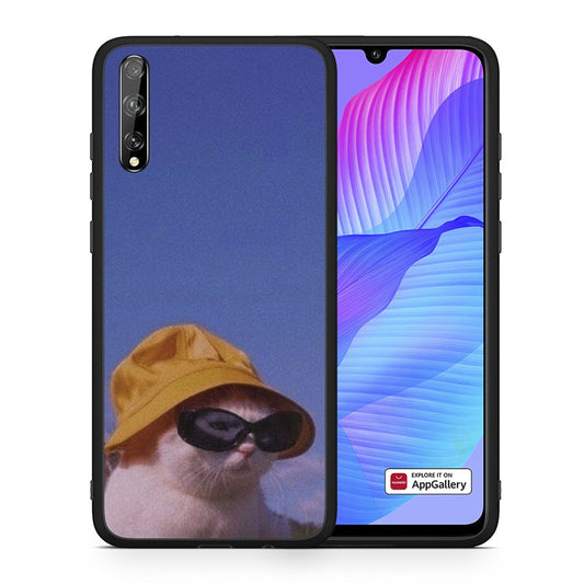 Θήκη Huawei P Smart S Cat Diva από τη Smartfits με σχέδιο στο πίσω μέρος και μαύρο περίβλημα | Huawei P Smart S Cat Diva case with colorful back and black bezels