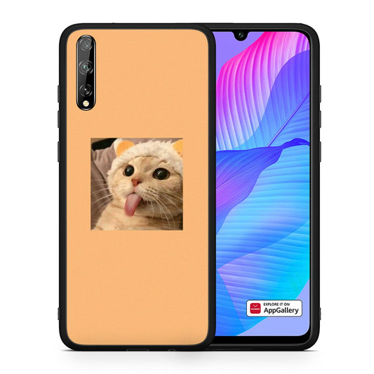 Θήκη Huawei P Smart S Cat Tongue από τη Smartfits με σχέδιο στο πίσω μέρος και μαύρο περίβλημα | Huawei P Smart S Cat Tongue case with colorful back and black bezels