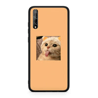 Thumbnail for Huawei P Smart S Cat Tongue θήκη από τη Smartfits με σχέδιο στο πίσω μέρος και μαύρο περίβλημα | Smartphone case with colorful back and black bezels by Smartfits