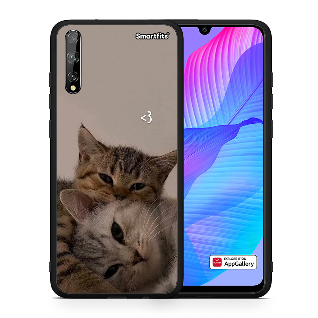 Θήκη Huawei P Smart S Cats In Love από τη Smartfits με σχέδιο στο πίσω μέρος και μαύρο περίβλημα | Huawei P Smart S Cats In Love case with colorful back and black bezels