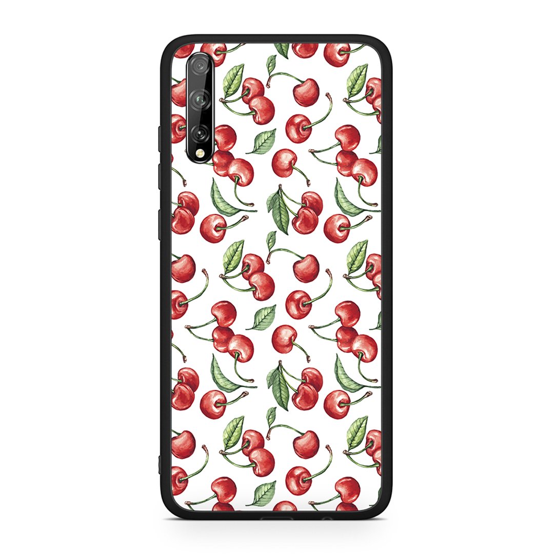 Huawei P Smart S Cherry Summer θήκη από τη Smartfits με σχέδιο στο πίσω μέρος και μαύρο περίβλημα | Smartphone case with colorful back and black bezels by Smartfits