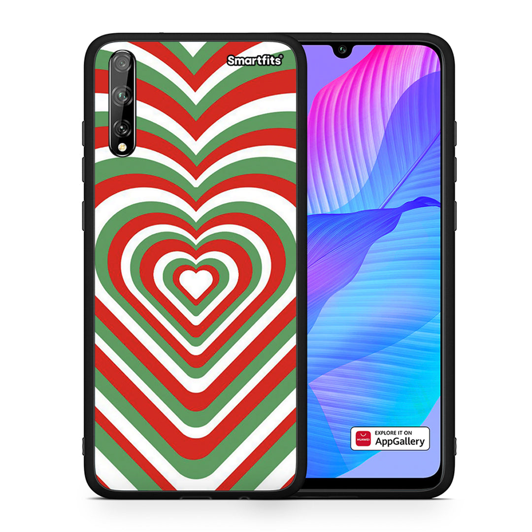 Θήκη Huawei P Smart S Christmas Hearts από τη Smartfits με σχέδιο στο πίσω μέρος και μαύρο περίβλημα | Huawei P Smart S Christmas Hearts case with colorful back and black bezels