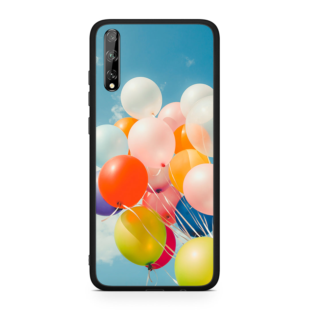 Huawei P Smart S Colorful Balloons θήκη από τη Smartfits με σχέδιο στο πίσω μέρος και μαύρο περίβλημα | Smartphone case with colorful back and black bezels by Smartfits