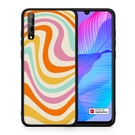 Θήκη Huawei P Smart S Colourful Waves από τη Smartfits με σχέδιο στο πίσω μέρος και μαύρο περίβλημα | Huawei P Smart S Colourful Waves case with colorful back and black bezels
