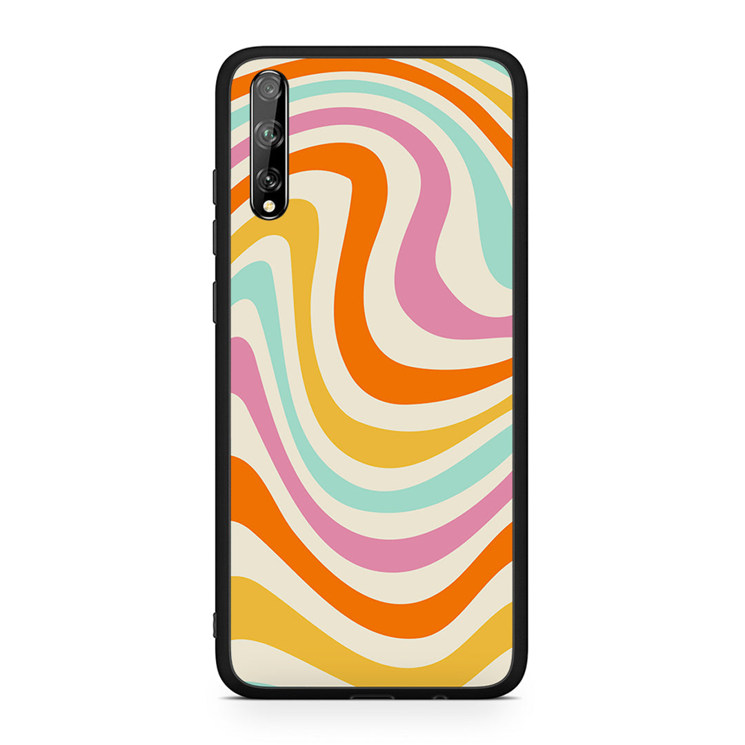 Huawei P Smart S Colourful Waves θήκη από τη Smartfits με σχέδιο στο πίσω μέρος και μαύρο περίβλημα | Smartphone case with colorful back and black bezels by Smartfits