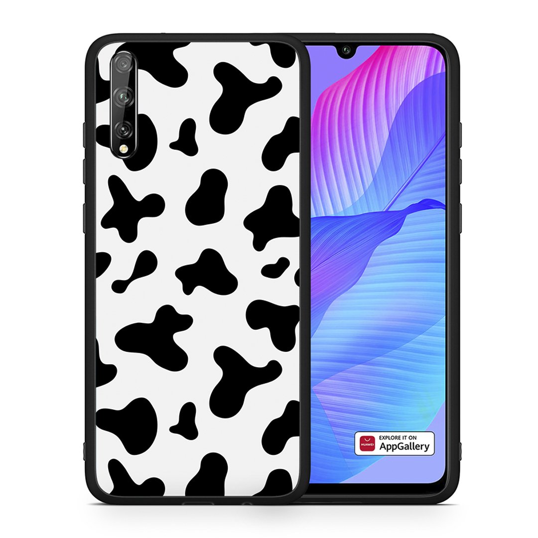 Θήκη Huawei P Smart S Cow Print από τη Smartfits με σχέδιο στο πίσω μέρος και μαύρο περίβλημα | Huawei P Smart S Cow Print case with colorful back and black bezels