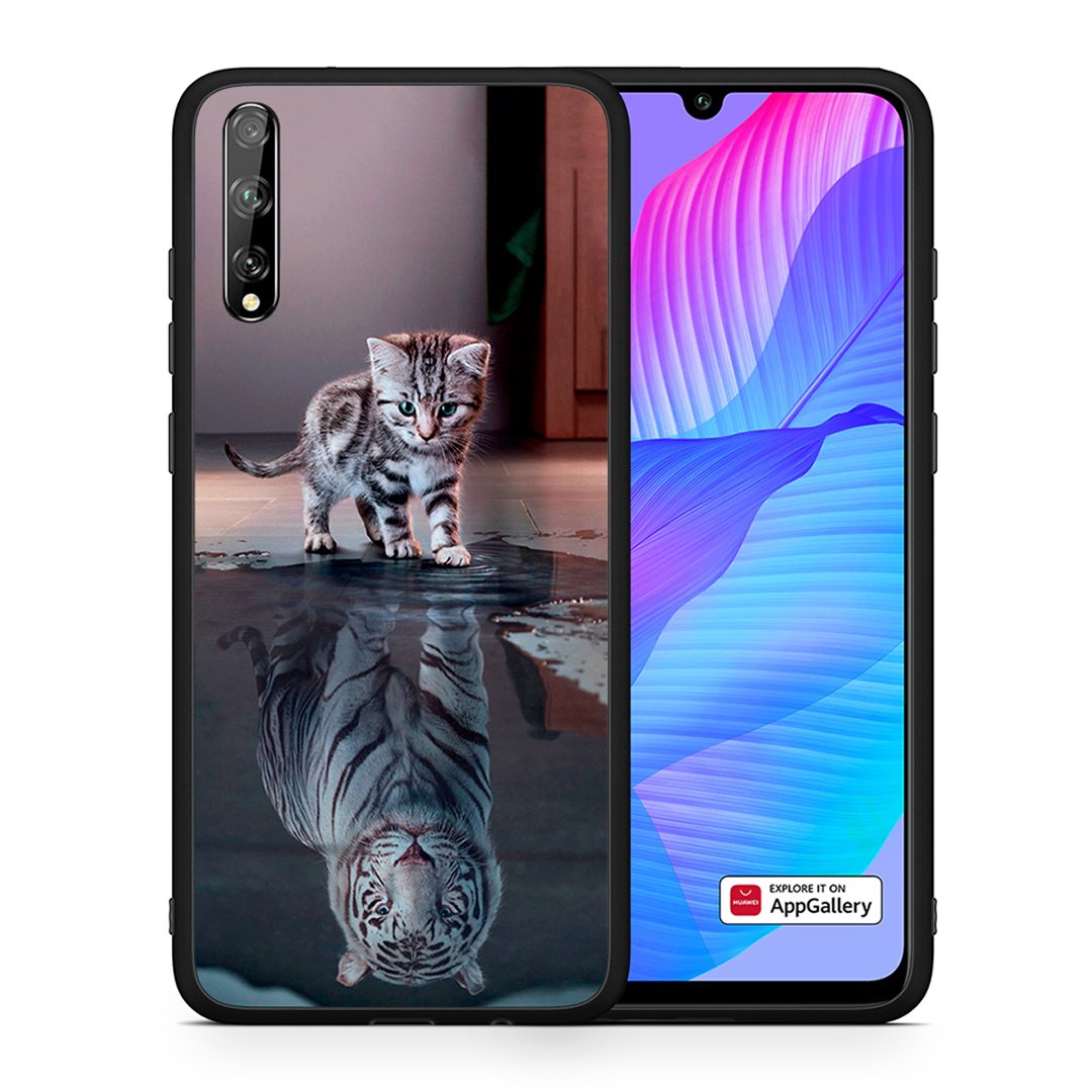 Θήκη Huawei P Smart S Tiger Cute από τη Smartfits με σχέδιο στο πίσω μέρος και μαύρο περίβλημα | Huawei P Smart S Tiger Cute case with colorful back and black bezels