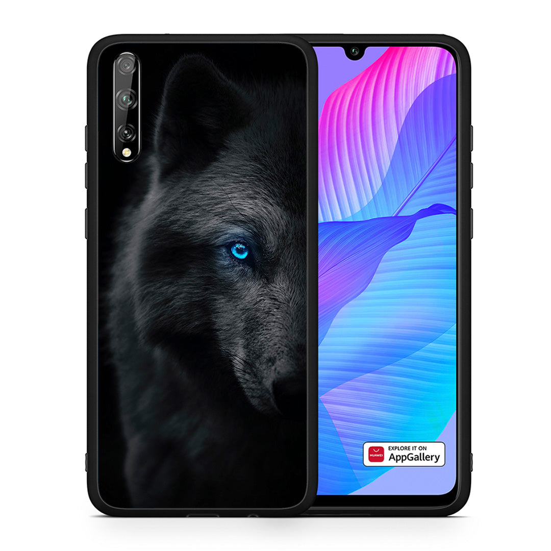 Θήκη Huawei P Smart S Dark Wolf από τη Smartfits με σχέδιο στο πίσω μέρος και μαύρο περίβλημα | Huawei P Smart S Dark Wolf case with colorful back and black bezels
