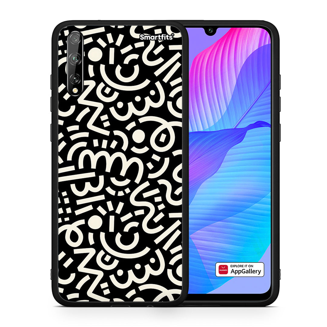 Θήκη Huawei P Smart S Doodle Art από τη Smartfits με σχέδιο στο πίσω μέρος και μαύρο περίβλημα | Huawei P Smart S Doodle Art case with colorful back and black bezels