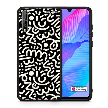 Θήκη Huawei P Smart S Doodle Art από τη Smartfits με σχέδιο στο πίσω μέρος και μαύρο περίβλημα | Huawei P Smart S Doodle Art case with colorful back and black bezels