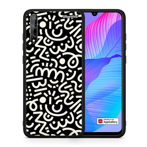Θήκη Huawei P Smart S Doodle Art από τη Smartfits με σχέδιο στο πίσω μέρος και μαύρο περίβλημα | Huawei P Smart S Doodle Art case with colorful back and black bezels