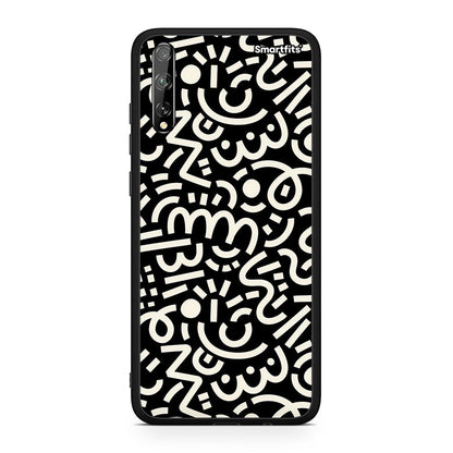 Huawei P Smart S Doodle Art Θήκη από τη Smartfits με σχέδιο στο πίσω μέρος και μαύρο περίβλημα | Smartphone case with colorful back and black bezels by Smartfits