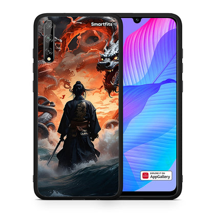 Θήκη Huawei P Smart S Dragons Fight από τη Smartfits με σχέδιο στο πίσω μέρος και μαύρο περίβλημα | Huawei P Smart S Dragons Fight case with colorful back and black bezels