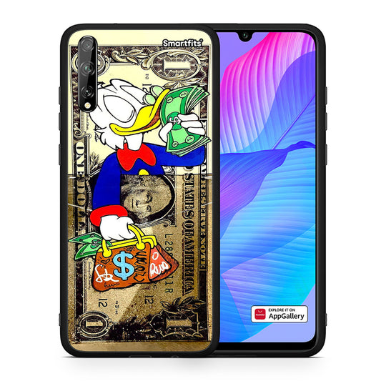 Θήκη Huawei P Smart S Duck Money από τη Smartfits με σχέδιο στο πίσω μέρος και μαύρο περίβλημα | Huawei P Smart S Duck Money case with colorful back and black bezels