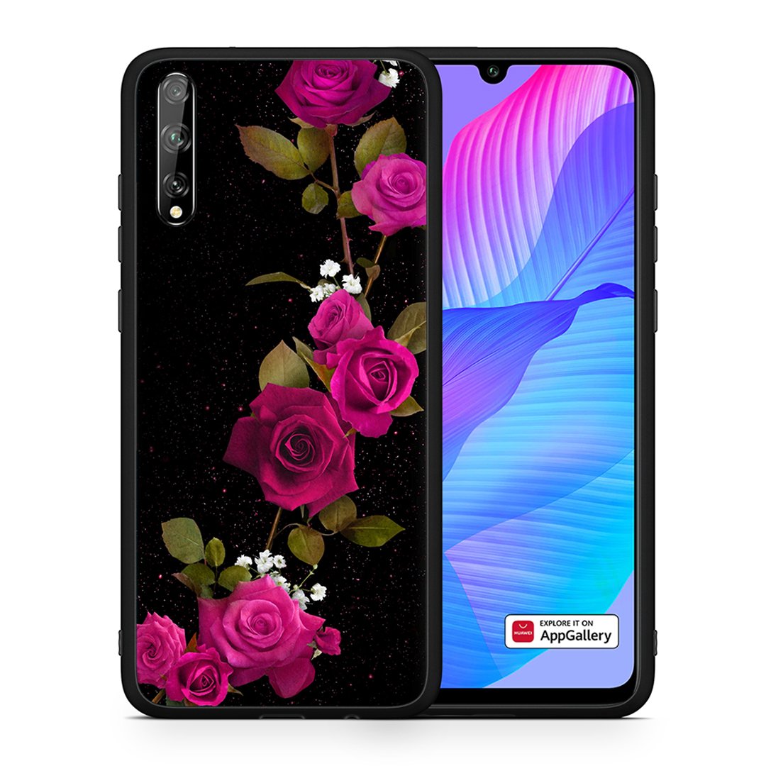 Θήκη Huawei P Smart S Red Roses Flower από τη Smartfits με σχέδιο στο πίσω μέρος και μαύρο περίβλημα | Huawei P Smart S Red Roses Flower case with colorful back and black bezels
