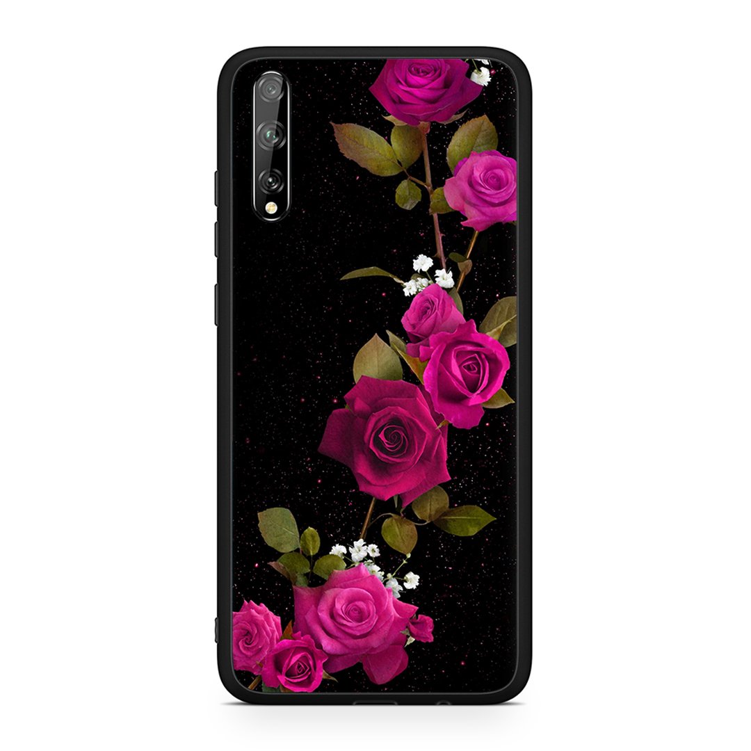 Huawei P Smart S Red Roses Flower θήκη από τη Smartfits με σχέδιο στο πίσω μέρος και μαύρο περίβλημα | Smartphone case with colorful back and black bezels by Smartfits