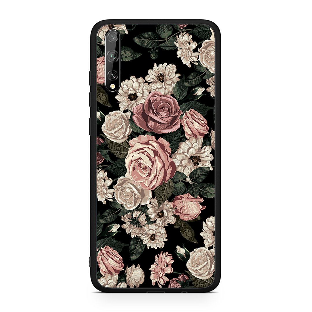 Huawei P Smart S Wild Roses Flower θήκη από τη Smartfits με σχέδιο στο πίσω μέρος και μαύρο περίβλημα | Smartphone case with colorful back and black bezels by Smartfits