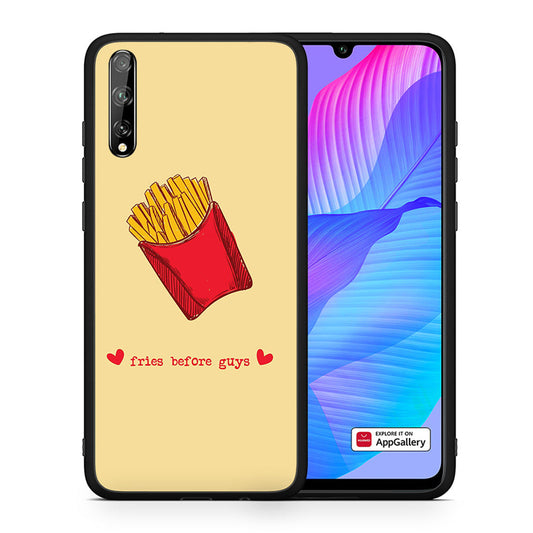 Θήκη Αγίου Βαλεντίνου Huawei P Smart S Fries Before Guys από τη Smartfits με σχέδιο στο πίσω μέρος και μαύρο περίβλημα | Huawei P Smart S Fries Before Guys case with colorful back and black bezels