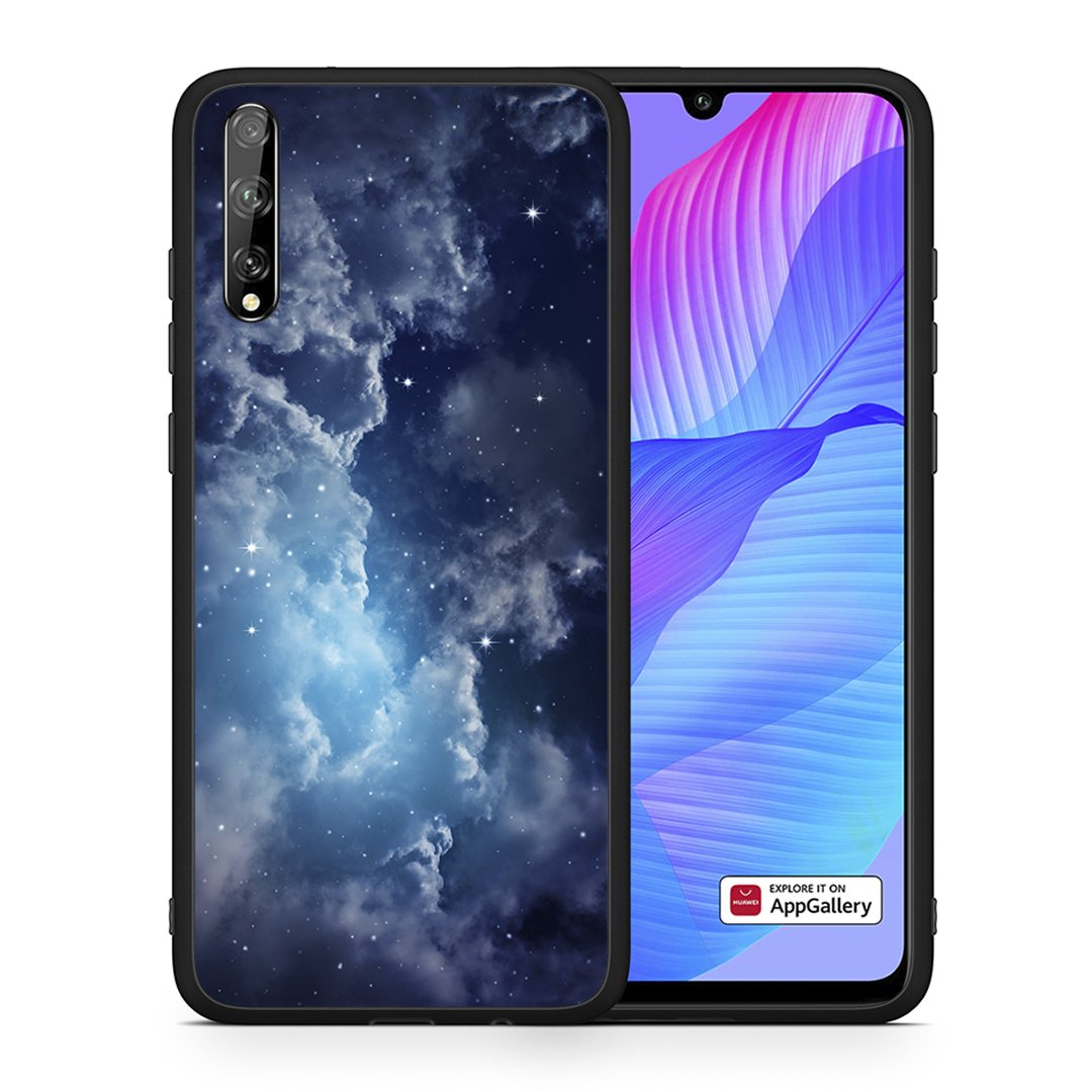 Θήκη Huawei P Smart S Blue Sky Galaxy από τη Smartfits με σχέδιο στο πίσω μέρος και μαύρο περίβλημα | Huawei P Smart S Blue Sky Galaxy case with colorful back and black bezels