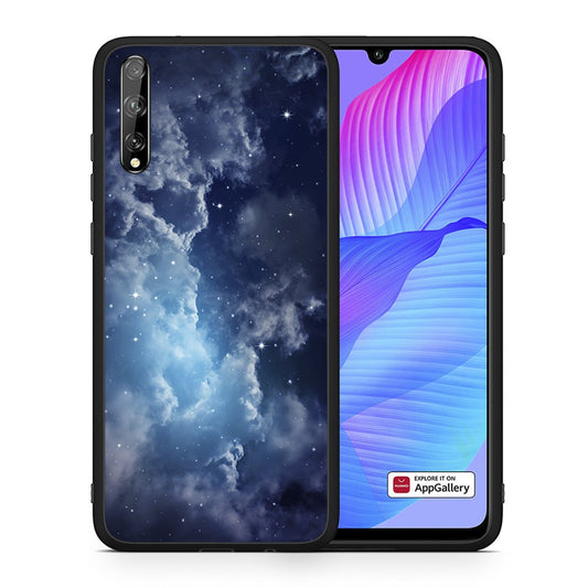 Θήκη Huawei P Smart S Blue Sky Galaxy από τη Smartfits με σχέδιο στο πίσω μέρος και μαύρο περίβλημα | Huawei P Smart S Blue Sky Galaxy case with colorful back and black bezels