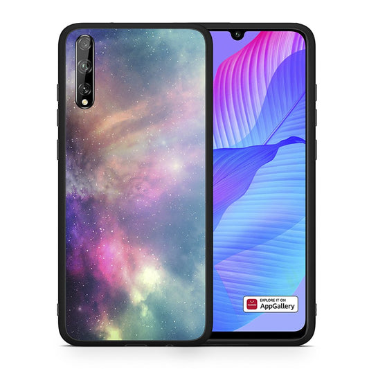 Θήκη Huawei P Smart S Rainbow Galaxy από τη Smartfits με σχέδιο στο πίσω μέρος και μαύρο περίβλημα | Huawei P Smart S Rainbow Galaxy case with colorful back and black bezels