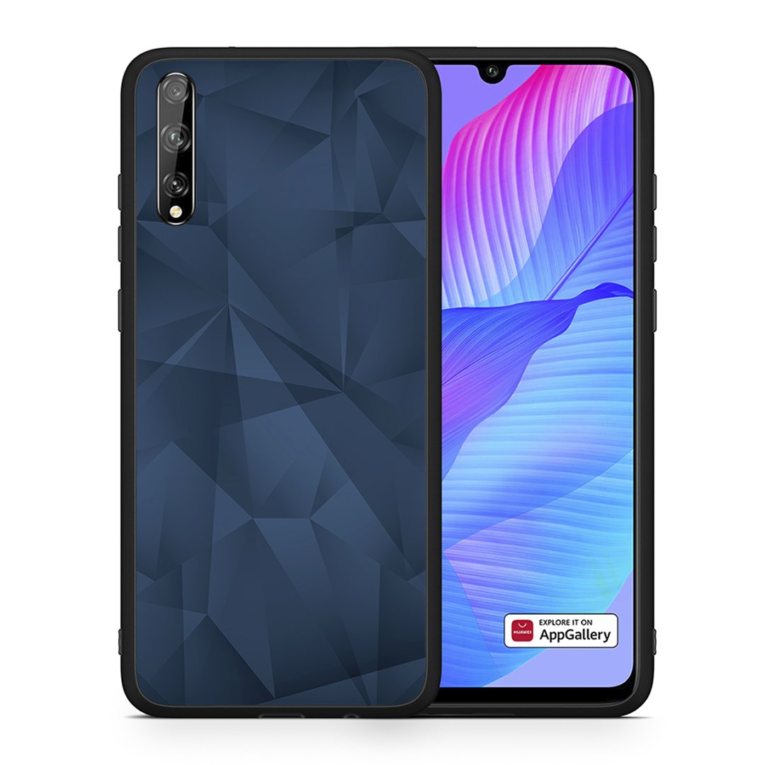 Θήκη Huawei P Smart S Blue Abstract Geometric από τη Smartfits με σχέδιο στο πίσω μέρος και μαύρο περίβλημα | Huawei P Smart S Blue Abstract Geometric case with colorful back and black bezels