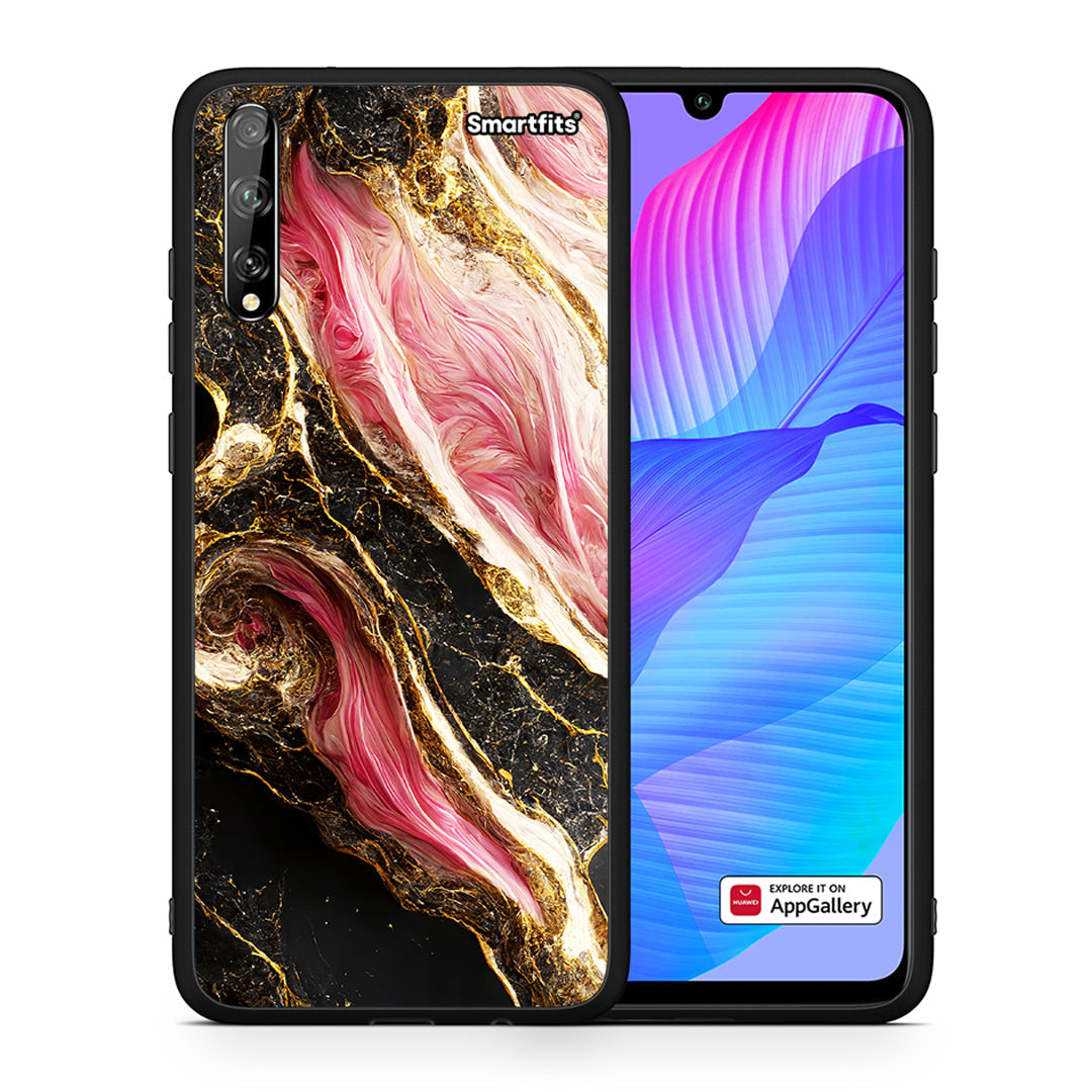 Θήκη Huawei P Smart S Glamorous Pink Marble από τη Smartfits με σχέδιο στο πίσω μέρος και μαύρο περίβλημα | Huawei P Smart S Glamorous Pink Marble case with colorful back and black bezels