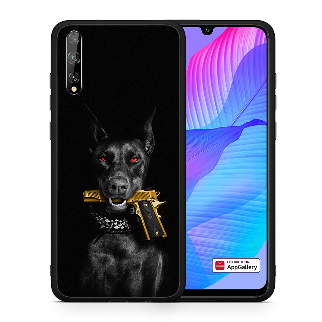 Θήκη Αγίου Βαλεντίνου Huawei P Smart S Golden Gun από τη Smartfits με σχέδιο στο πίσω μέρος και μαύρο περίβλημα | Huawei P Smart S Golden Gun case with colorful back and black bezels