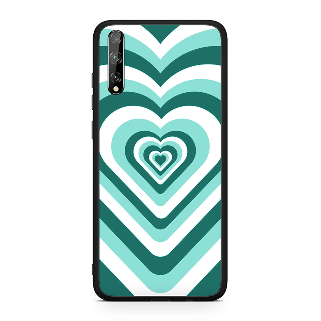 Huawei P Smart S Green Hearts θήκη από τη Smartfits με σχέδιο στο πίσω μέρος και μαύρο περίβλημα | Smartphone case with colorful back and black bezels by Smartfits