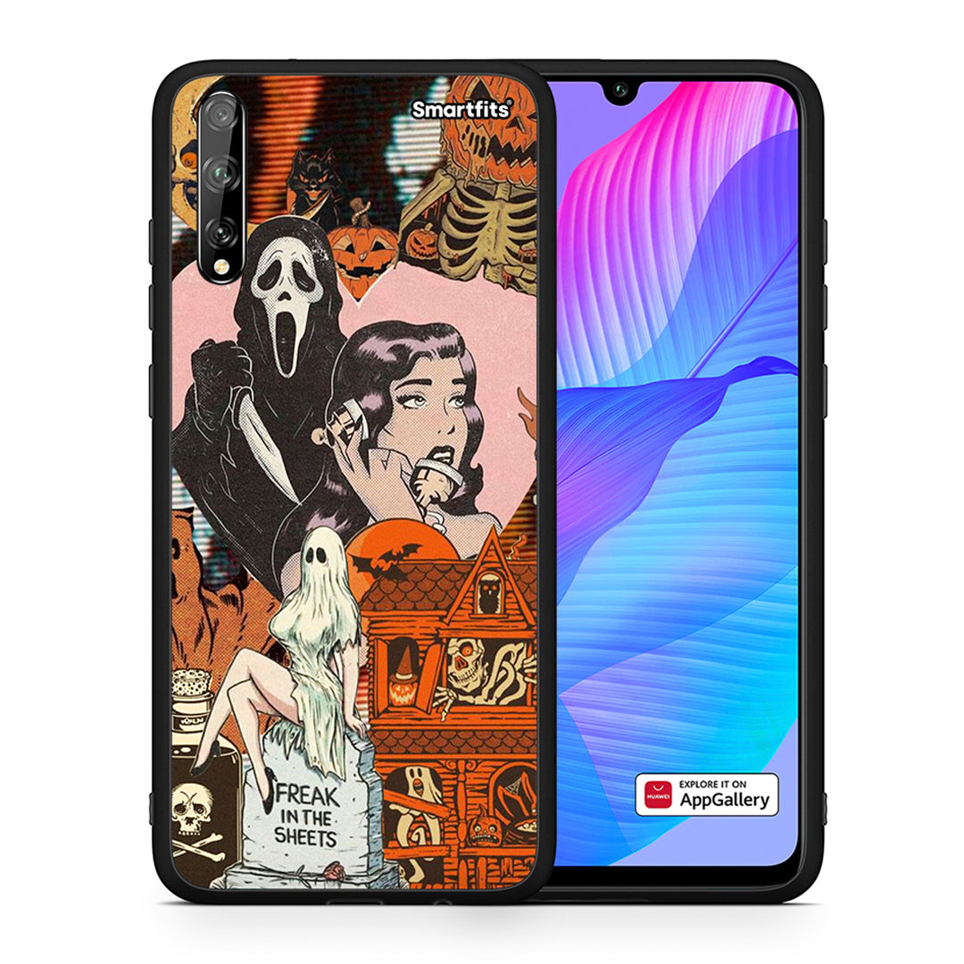 Θήκη Huawei P Smart S Halloween Collage από τη Smartfits με σχέδιο στο πίσω μέρος και μαύρο περίβλημα | Huawei P Smart S Halloween Collage case with colorful back and black bezels