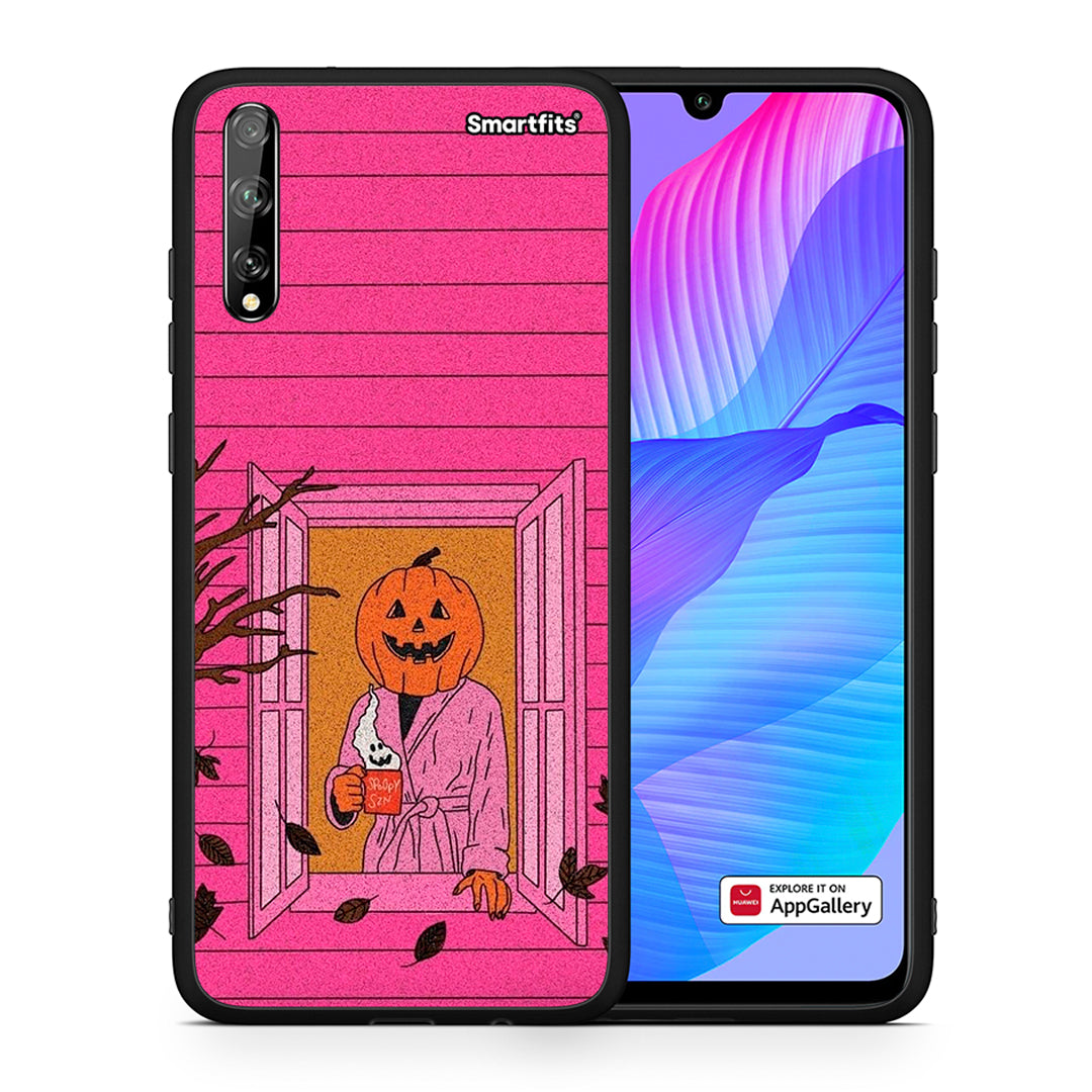 Θήκη Huawei P Smart S Halloween Pumpkin Lady από τη Smartfits με σχέδιο στο πίσω μέρος και μαύρο περίβλημα | Huawei P Smart S Halloween Pumpkin Lady case with colorful back and black bezels