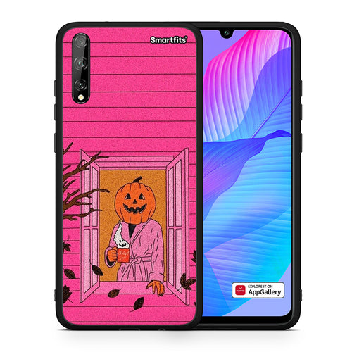 Θήκη Huawei P Smart S Halloween Pumpkin Lady από τη Smartfits με σχέδιο στο πίσω μέρος και μαύρο περίβλημα | Huawei P Smart S Halloween Pumpkin Lady case with colorful back and black bezels