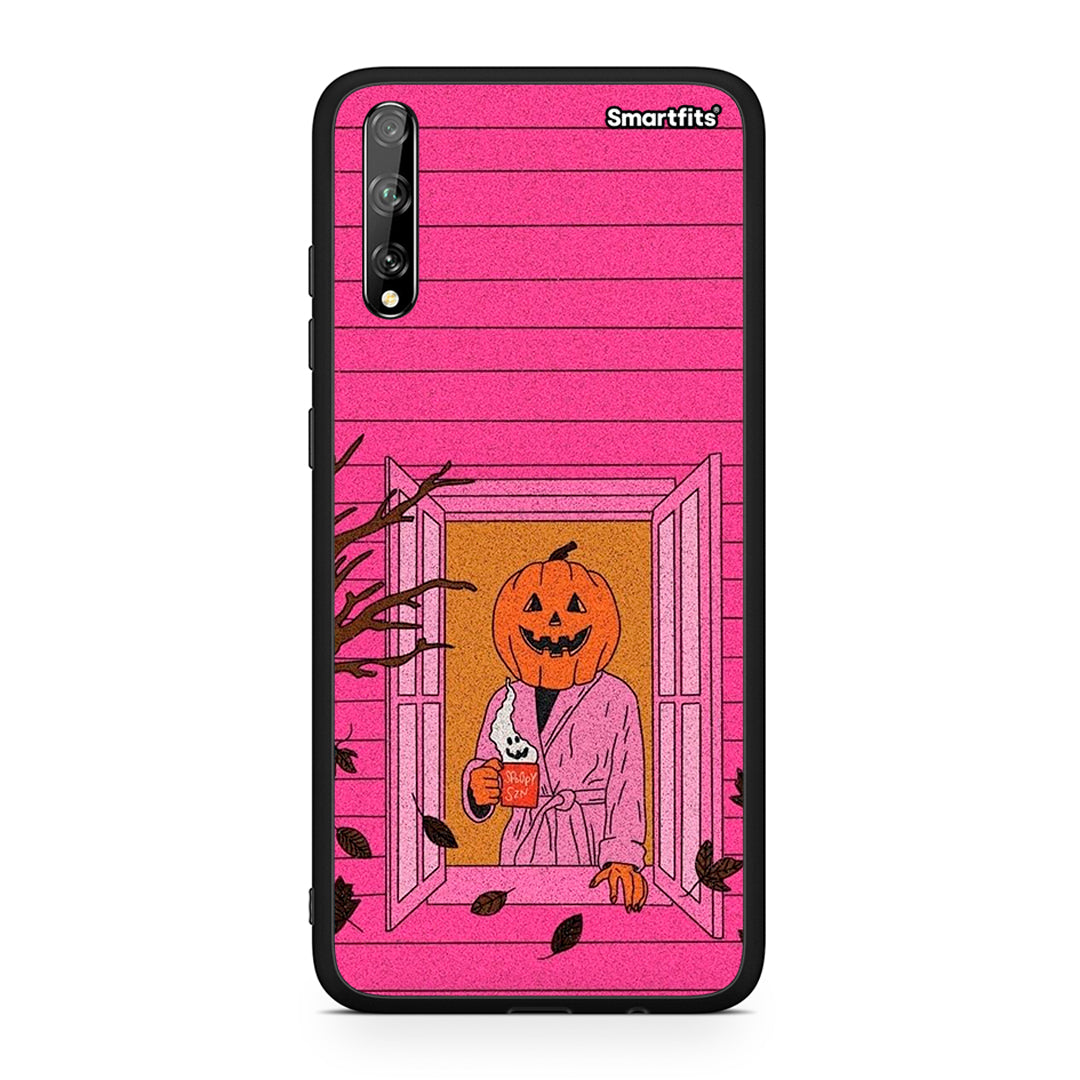 Huawei P Smart S Halloween Pumpkin Lady Θήκη από τη Smartfits με σχέδιο στο πίσω μέρος και μαύρο περίβλημα | Smartphone case with colorful back and black bezels by Smartfits