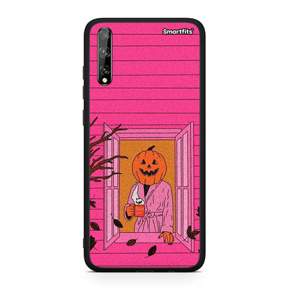 Huawei P Smart S Halloween Pumpkin Lady Θήκη από τη Smartfits με σχέδιο στο πίσω μέρος και μαύρο περίβλημα | Smartphone case with colorful back and black bezels by Smartfits