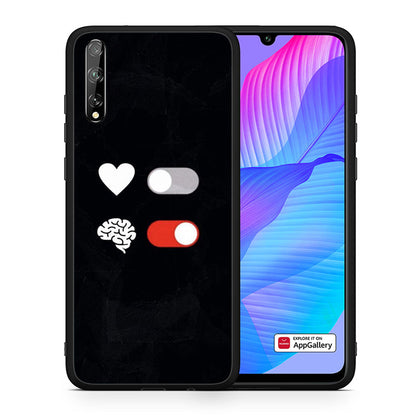 Θήκη Αγίου Βαλεντίνου Huawei P Smart S Heart Vs Brain από τη Smartfits με σχέδιο στο πίσω μέρος και μαύρο περίβλημα | Huawei P Smart S Heart Vs Brain case with colorful back and black bezels