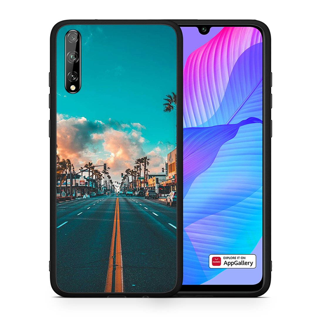 Θήκη Huawei P Smart S City Landscape από τη Smartfits με σχέδιο στο πίσω μέρος και μαύρο περίβλημα | Huawei P Smart S City Landscape case with colorful back and black bezels