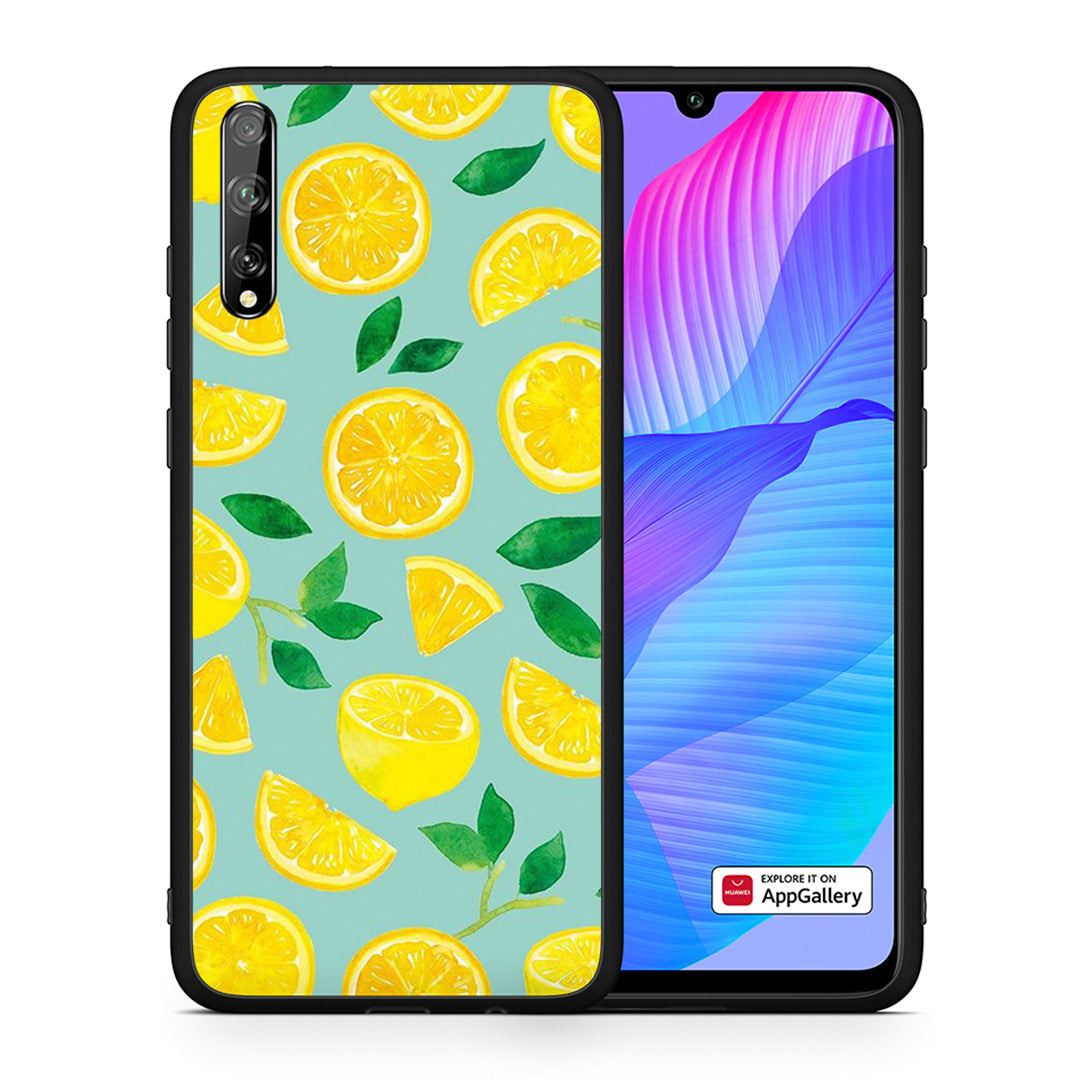 Θήκη Huawei P Smart S Lemons από τη Smartfits με σχέδιο στο πίσω μέρος και μαύρο περίβλημα | Huawei P Smart S Lemons case with colorful back and black bezels