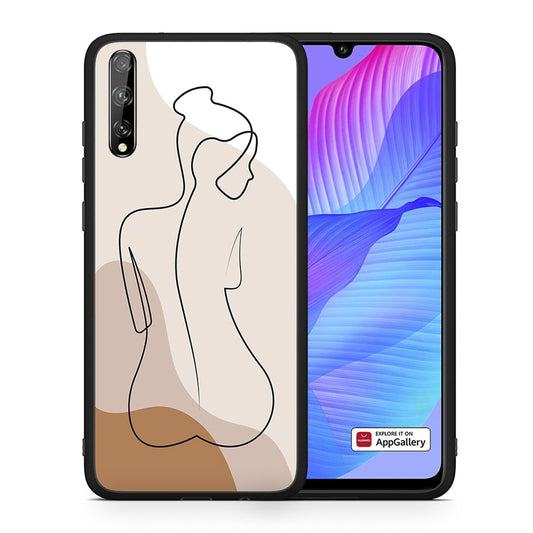 Θήκη Huawei P Smart S LineArt Woman από τη Smartfits με σχέδιο στο πίσω μέρος και μαύρο περίβλημα | Huawei P Smart S LineArt Woman case with colorful back and black bezels