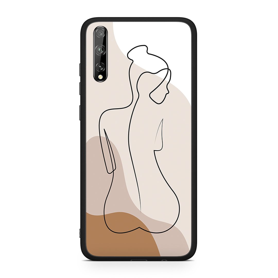 Huawei P Smart S LineArt Woman θήκη από τη Smartfits με σχέδιο στο πίσω μέρος και μαύρο περίβλημα | Smartphone case with colorful back and black bezels by Smartfits