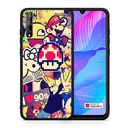 Θήκη Huawei P Smart S Love The 90s από τη Smartfits με σχέδιο στο πίσω μέρος και μαύρο περίβλημα | Huawei P Smart S Love The 90s case with colorful back and black bezels